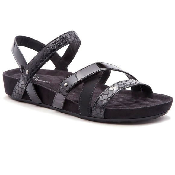 Ros Hommerson Pool Women's Sandal Black Textured Multi Leather Shoe US Size 11W - Picture 1 of 5